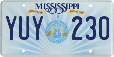 MS license plate YUY230