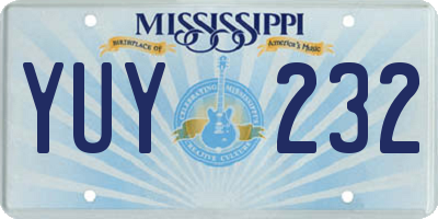MS license plate YUY232