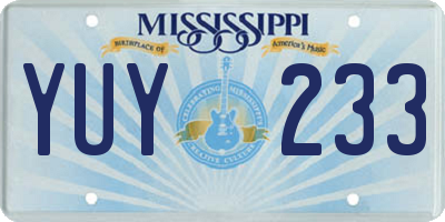 MS license plate YUY233