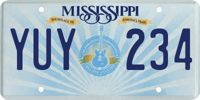 MS license plate YUY234