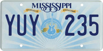 MS license plate YUY235
