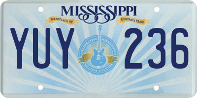 MS license plate YUY236