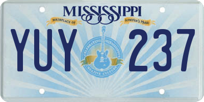 MS license plate YUY237