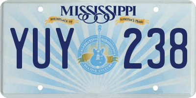 MS license plate YUY238