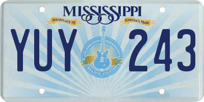 MS license plate YUY243