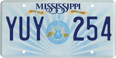 MS license plate YUY254