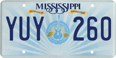 MS license plate YUY260