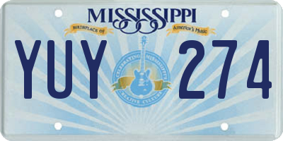 MS license plate YUY274
