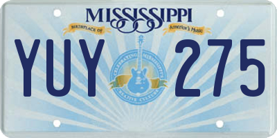 MS license plate YUY275