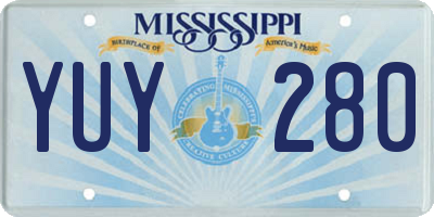 MS license plate YUY280
