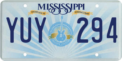 MS license plate YUY294