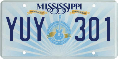MS license plate YUY301