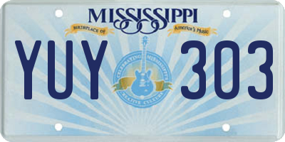 MS license plate YUY303