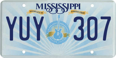 MS license plate YUY307