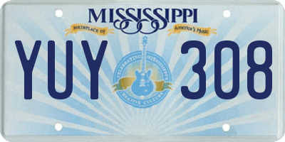 MS license plate YUY308