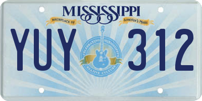 MS license plate YUY312