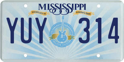MS license plate YUY314