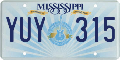 MS license plate YUY315