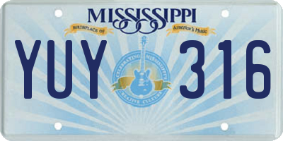 MS license plate YUY316