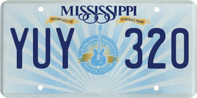 MS license plate YUY320