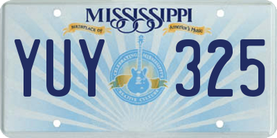 MS license plate YUY325
