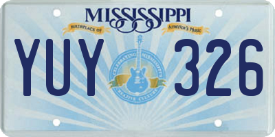 MS license plate YUY326