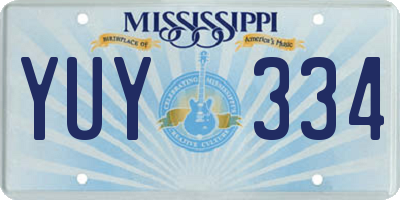 MS license plate YUY334