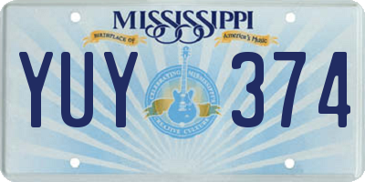 MS license plate YUY374
