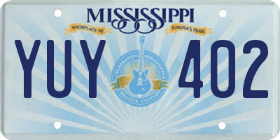 MS license plate YUY402