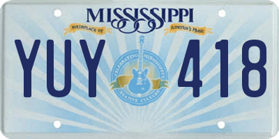 MS license plate YUY418