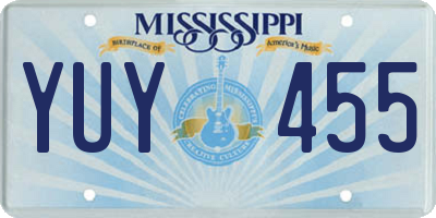 MS license plate YUY455
