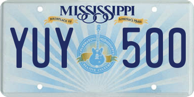 MS license plate YUY500