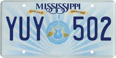 MS license plate YUY502