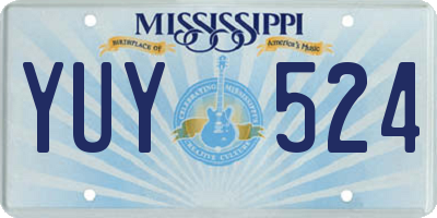 MS license plate YUY524
