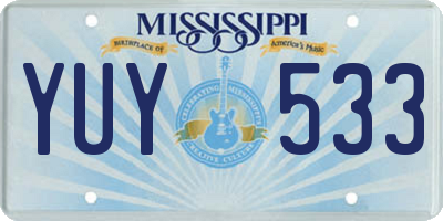 MS license plate YUY533