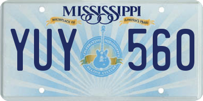 MS license plate YUY560