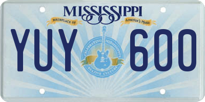 MS license plate YUY600