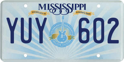 MS license plate YUY602