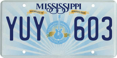 MS license plate YUY603