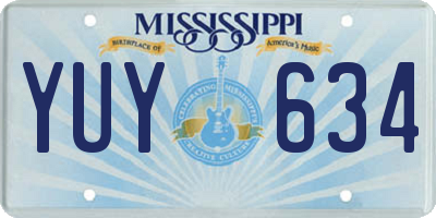 MS license plate YUY634