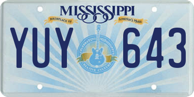 MS license plate YUY643