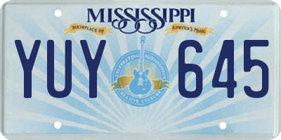 MS license plate YUY645