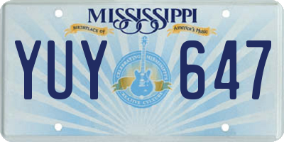 MS license plate YUY647