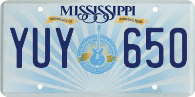 MS license plate YUY650