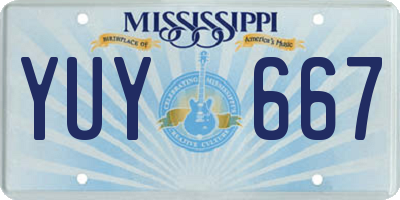 MS license plate YUY667
