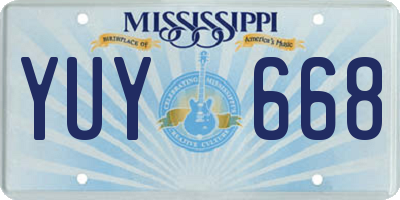MS license plate YUY668