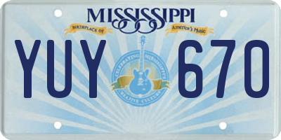 MS license plate YUY670