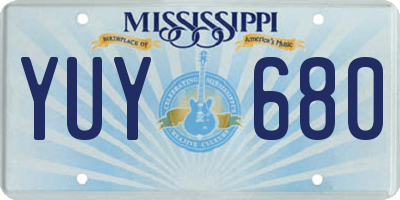 MS license plate YUY680