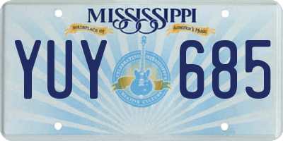 MS license plate YUY685