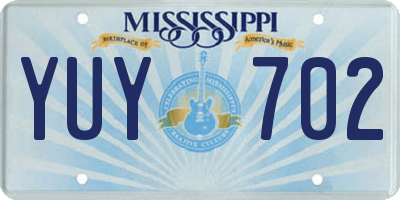 MS license plate YUY702